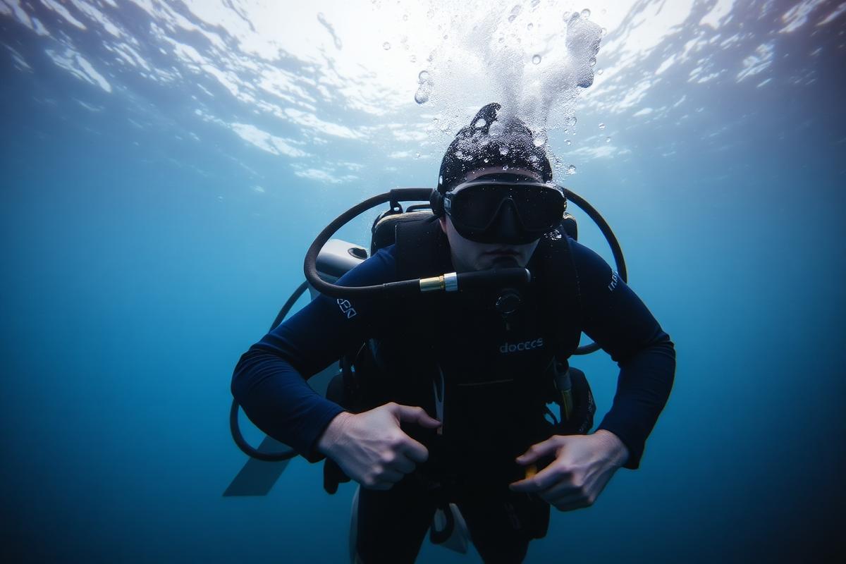 Professional diver working underwater