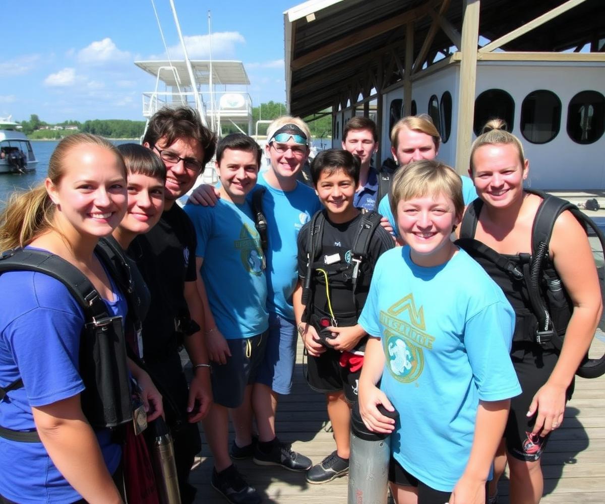 Y DIVE volunteers and students with scuba gear